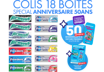 Colis 18 boites FREEDENT Anniversaire 50 ans